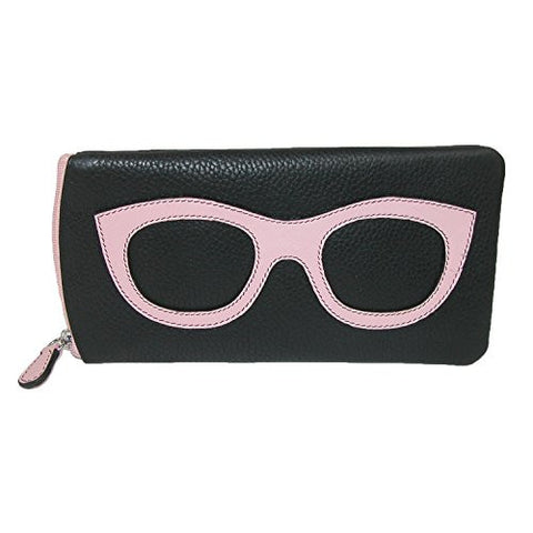 Eyeglass Case With Zip Closure, Black/Pink