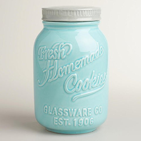 Mason Jar Ceramic Cookie Jar - Vintage Blue