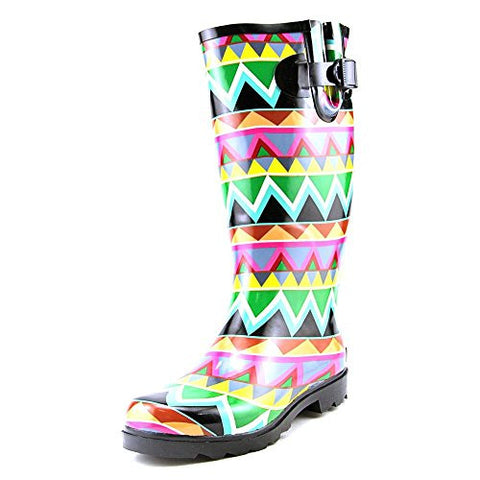 Sunshine Women's Rain Boots - Black Multi Chevron Size 8