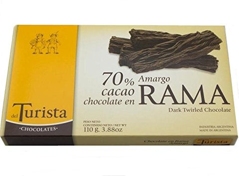 Del Turista Chocolate Amargo 70% Cacao ( Dark Choc.) En Rama, 110 Grams