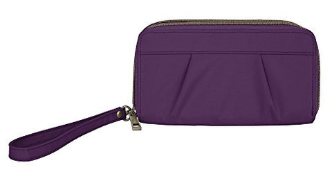 Signature Pleated Double Zip Clutch- Purple