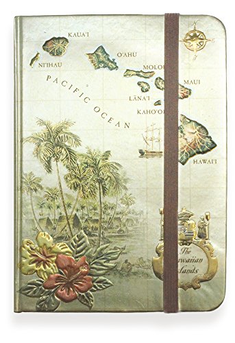 Foil Notebook w/ Elastic Band Islands of Hawaii - Large, 5” x 7”