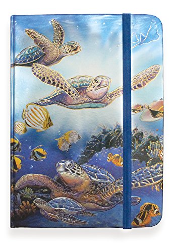 Foil Notebook with Elastic Band Turtles in Light - Large, 5” x 7”