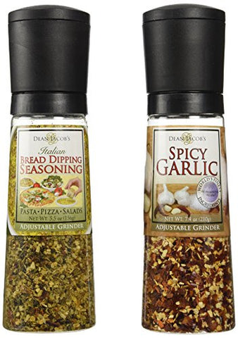 Jumbo Grinder Set of 2 - Spicy Garlic 7.4 oz and Bread Dipping Seasoning 5.5 oz
