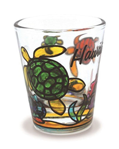 Shot Glasses Stained Glass Happy Honu, 2-3/8” H x 1-7/8” D