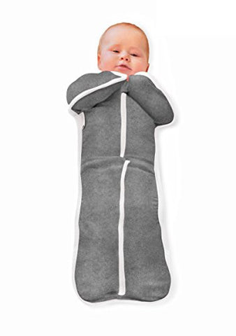 Baby Zipper Swaddle, Small, Grey White Trim
