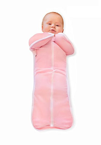 Baby Zipper Swaddle, Small, Pink White Trim