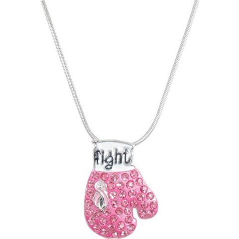 Fight Like A Girl Pink Boxing Glove Pendant 18-Inch Necklace