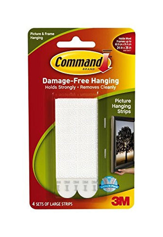 Command Large Picture-hanging Strips, White, 12 Strips