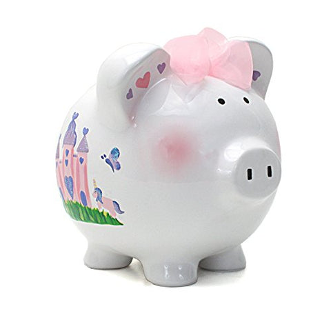 Hand Painted, Princess Castle pig(w/ bow)