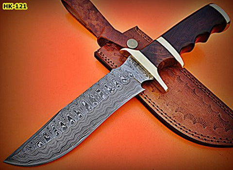 Handmade Damascus Steel 12 Inches Hunting Knife – Perfect Grip Rose Wood Handle