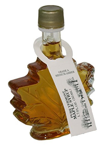 VT Maple Syrup in Specialty Glass Packaging, 1.7 oz, Maple Leaf, Grade A Amber/Rich Flavor