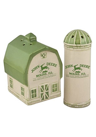 John Deere Vintage Barn/Silo Salt & Pepper Set, 3-1/2 in. x 1-1/4 in.; 3 in. x 2 in.