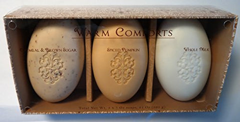 San Francisco Soap Company - Warm Comforts Set, New Shabby-chic Design (Oatmeal & Brown Sugar,
Spiced Pumpkin, and Whole Milk), 7 oz each