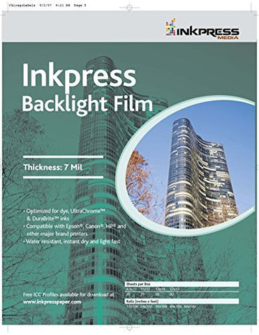 Backlight Film, 7 Mil, 8.5 x 11, 20 Sheets