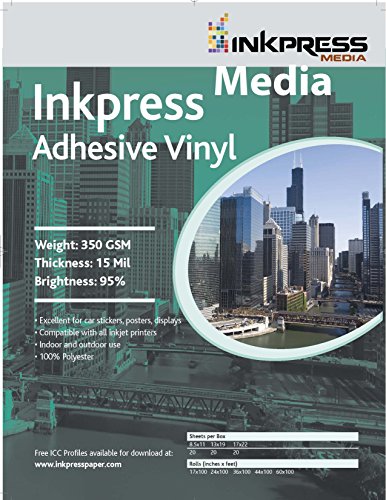 Adhesive Vinyl, 13 Mil, 13 x 19, 20 Sheets