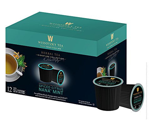 Wissotzky Tea Spiced Citrus Nana Mint Herbal Single Serve Cups for Keurig K Cups, 12 Count