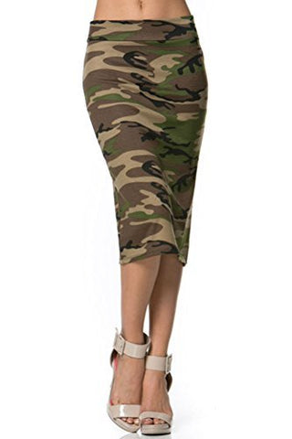 Azules Burgundy Women's Small below the Knee Pencil Skirt - Made in USA (Camouflage / X-Large)