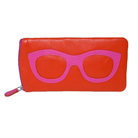 Eyeglass case with side zipper - Orange/Fuchsia