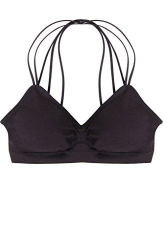 Seamless Strappy Back Halter Bralette - Black (One Size)