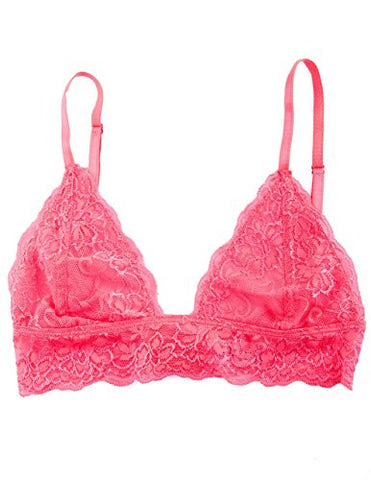 Full Lace Triangle Bralette with Hook Clasp - Coral, Small/Medium