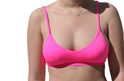 Seamless Plunging V-Neck Sport Bra - White and Seamless Plunging V-Neck Sport Bra - Black and Seamless Plunging V-Neck Sport Bra - Neon Pink, One Size (Pack of 3)