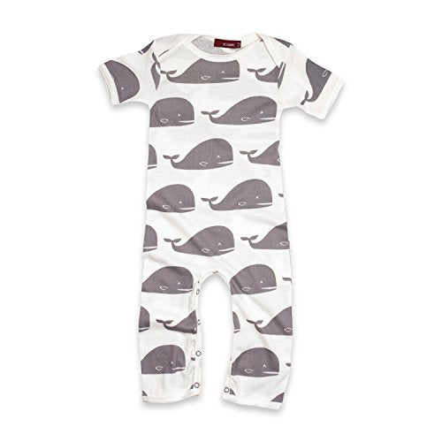 Short Sleeve Romper, Grey Whale- 6-12M