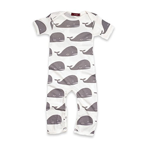 Short Sleeve Romper, Grey Whale- 6-12M