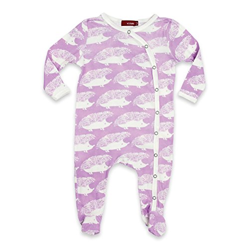 Short Sleeve Romper, Lavender Hedgehog- 12-18M