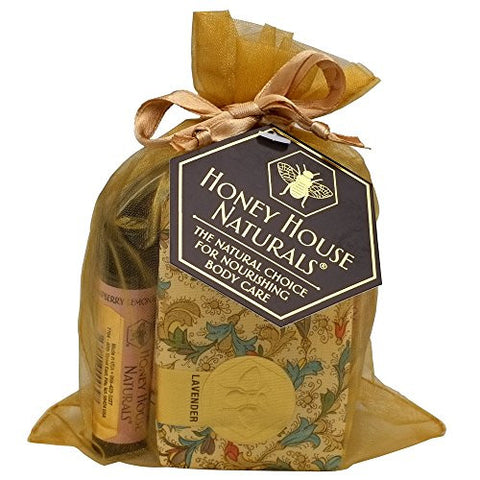 Honey House Naturals 3 Piece Gift Set: Soap, Lotion & Lip Moisturizers, Lavender
