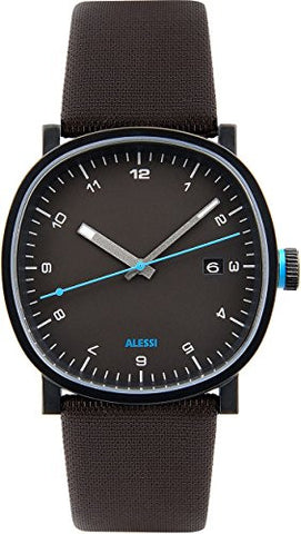 Wrist Watch, Cronograph, Stainless Steel, Black with Leather Strap, Dark Brown, 1½ in.