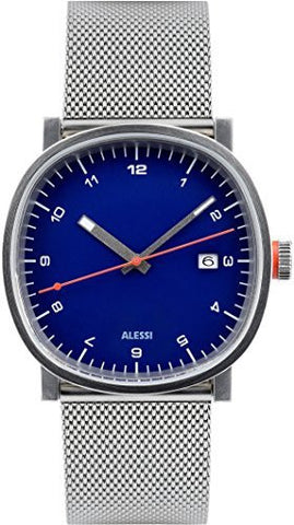 Wrist Watch, Stainless Steel, Dial Blue, 1½ in.