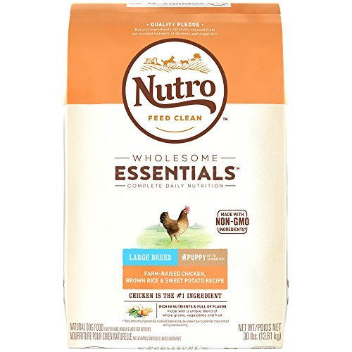 NUTRO WHOLESOME ESSENTIALS  Large Breed Puppy Farm-Raised Chicken, Brown Rice & Sweet Potato Recipe 30 Pounds