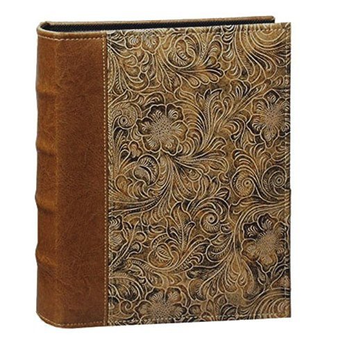 Embossed Scroll Photo Album 208 Photos, 4" x 6" - Dark Brown