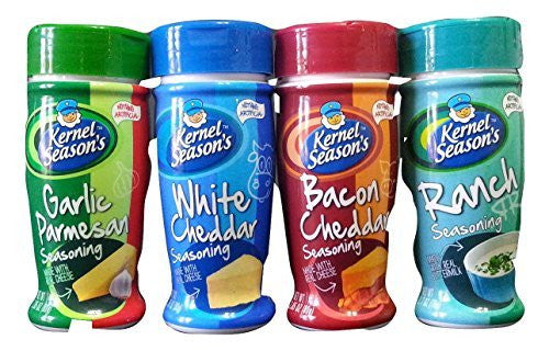 Popcorn Seasoning Variety 4-Pack (Ranch, White Cheddar, Bacon Cheddar and Garlic Parmesan)
