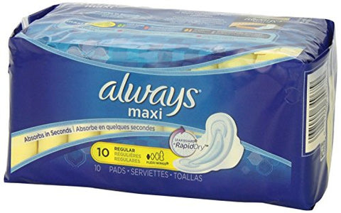 Always Maxi Pads Regular with Wings 10 count