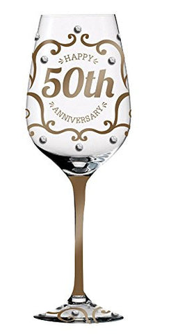 50th Anniversary Hand Painted Wine Glass, 12 oz.