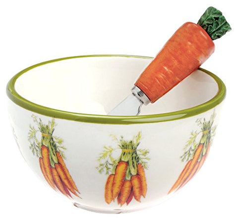 Eddie & Carrots - Carrot 4½" Dia. Ceramic Bowl & 4¾" L Spreader Set