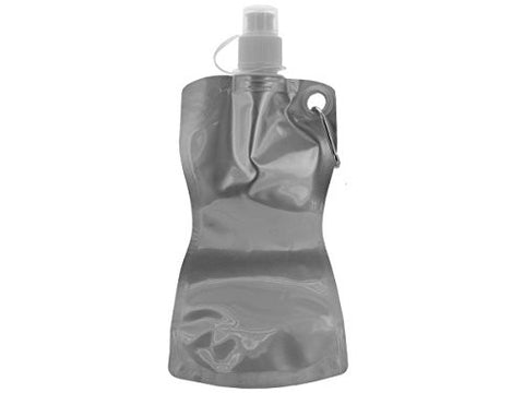 Reusable Silver Water Pouch with Carabiner Clip