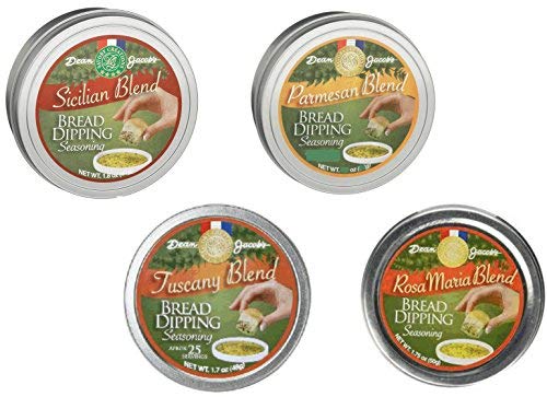 Bread Dipping Seasonings, Set of 4 Tins (Sicilian 1.8 oz, Parmesan 1.75 oz,  Tuscany1.70 oz and Rosa Maria 1.75 oz)