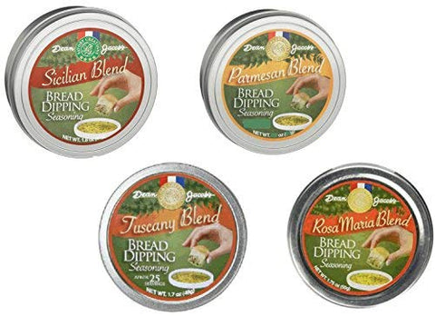 Bread Dipping Seasonings, Set of 4 Tins (Sicilian 1.8 oz, Parmesan 1.75 oz,  Tuscany1.70 oz and Rosa Maria 1.75 oz)