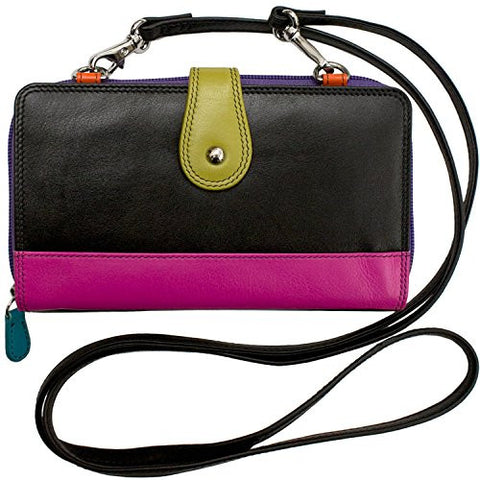 ili Leather Smartphone Crossbody Wallet with RFB (Black Brights)