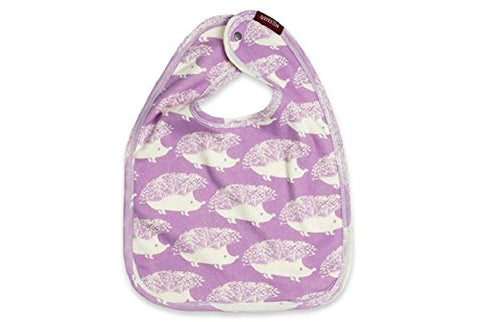 Organic Traditional Bib, Lavender Hedgehog, 12"x10"