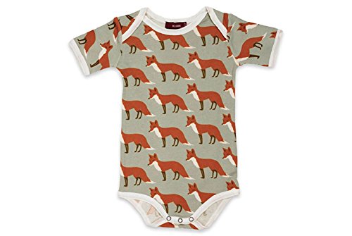 Short Sleeve One Piece, Orange Fox,- 3-6M