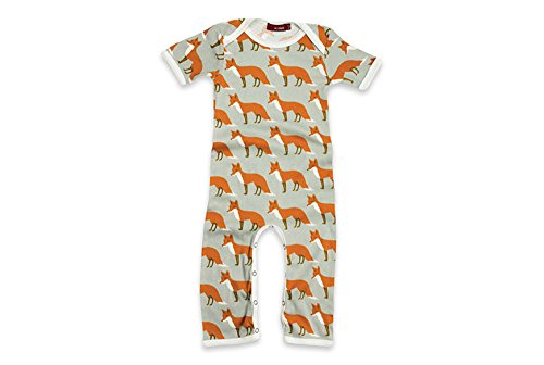 Short Sleeve Romper, Orange Fox- 12-18M