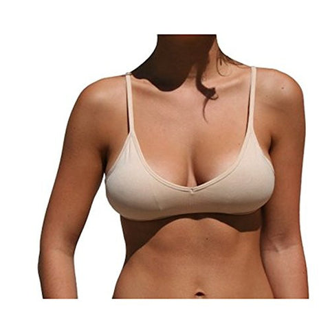 Seamless Plunging V-Neck Sport Bra - White and Seamless Plunging V-Neck Sport Bra - Beige and Seamless Plunging V-Neck Sport Bra - Ivory, One Size (Pack of 3)