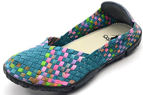 Sidewalk Women's Flat Shoes - Turquoise/Multi Size 7
