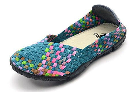 Sidewalk Women's Flat Shoes - Turquoise/Multi Size 10
