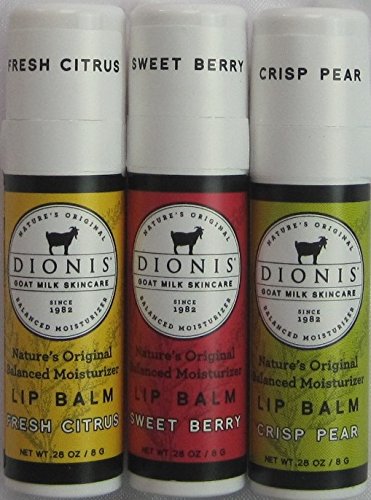 Fresh Citrus Lip Balm, .28 oz. tube/ 8 g,
Sweet Berry Lip Balm, .28 oz. tube/ 8 g, and
Crisp Pear Lip Balm, .28 oz. tube/ 8 g