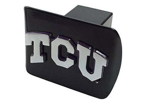 TCU METAL "TCU" emblem (chrome with purple trim) on black METAL Hitch Cover